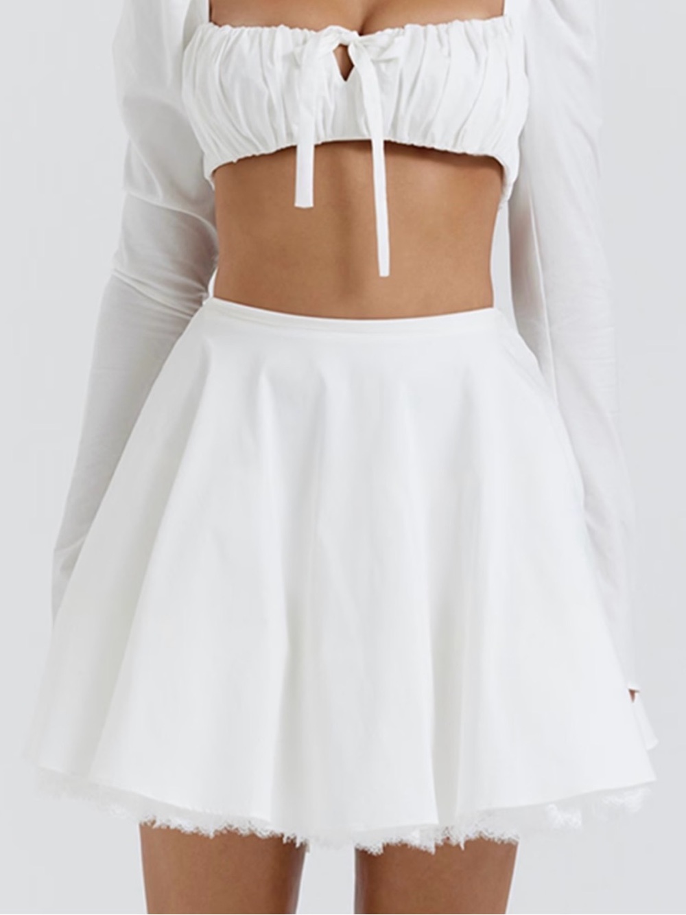 NAHLA White Bow Mini Skirt House Of CB